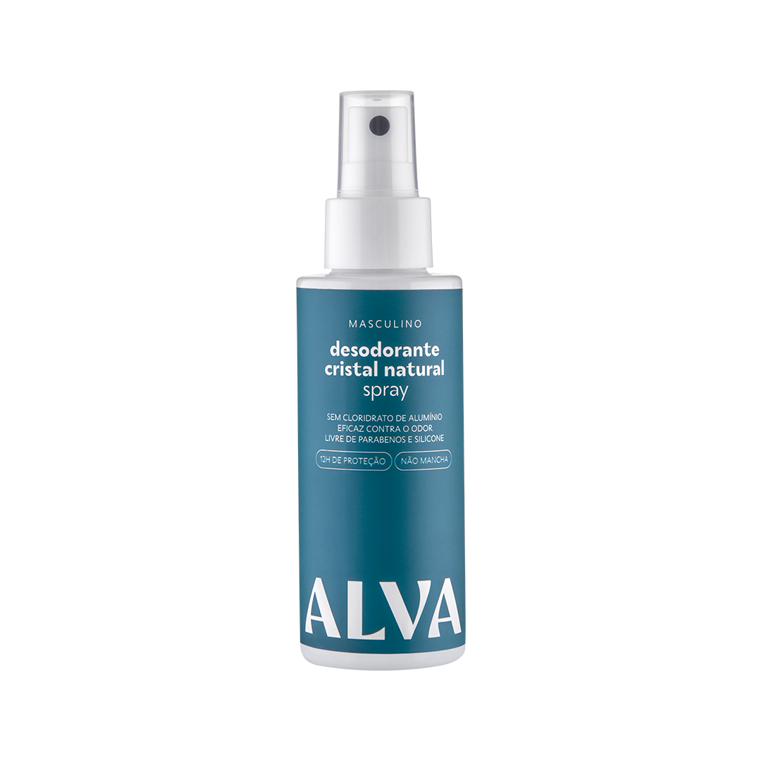 Desodorante Spray Cristal Natural Masculino (Sândalo e Cedro) Vegano 120ml Alva