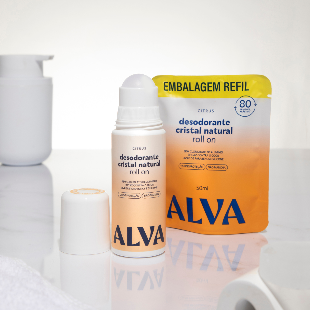 Desodorante Roll on Cristal Natural Citrus Vegano 70ml Alva