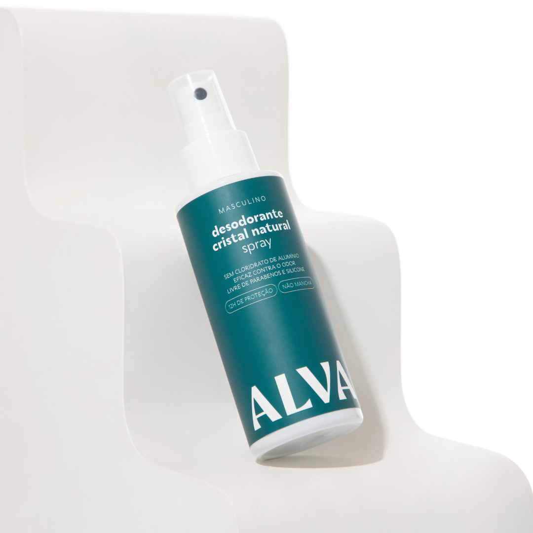 Desodorante Spray Cristal Natural Masculino (Sândalo e Cedro) Vegano 120ml Alva
