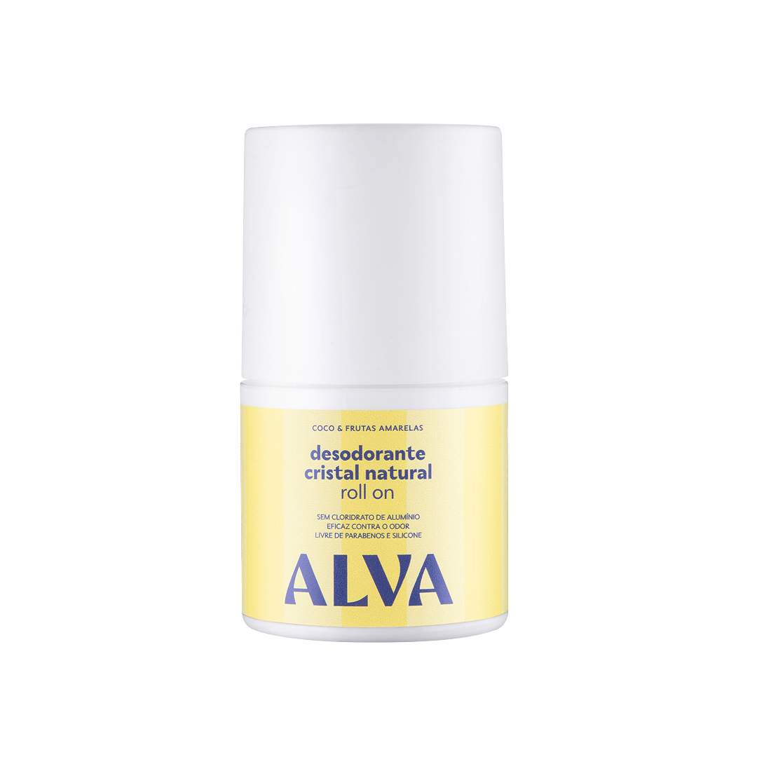 Desodorante Roll On Cristal Natural Coco & Frutas Amarelas Vegano 50ml Alva
