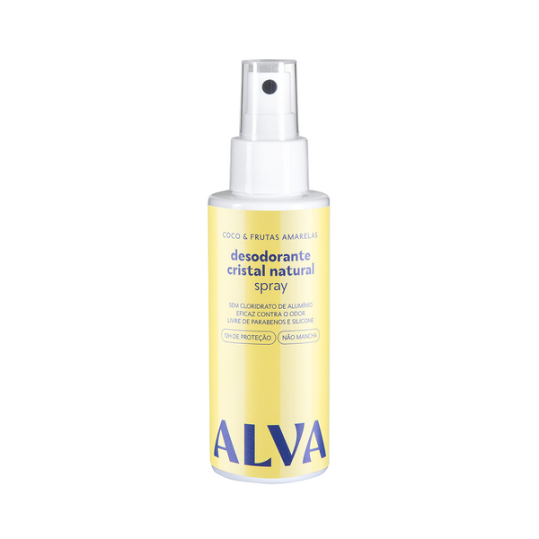 Desodorante Spray Cristal Natural Coco & Frutas Amarelas Vegano 120ml Alva
