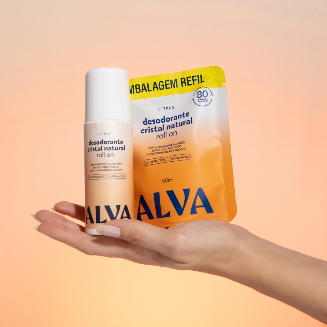 Desodorante Roll on Cristal Natural Citrus Vegano 70ml Alva
